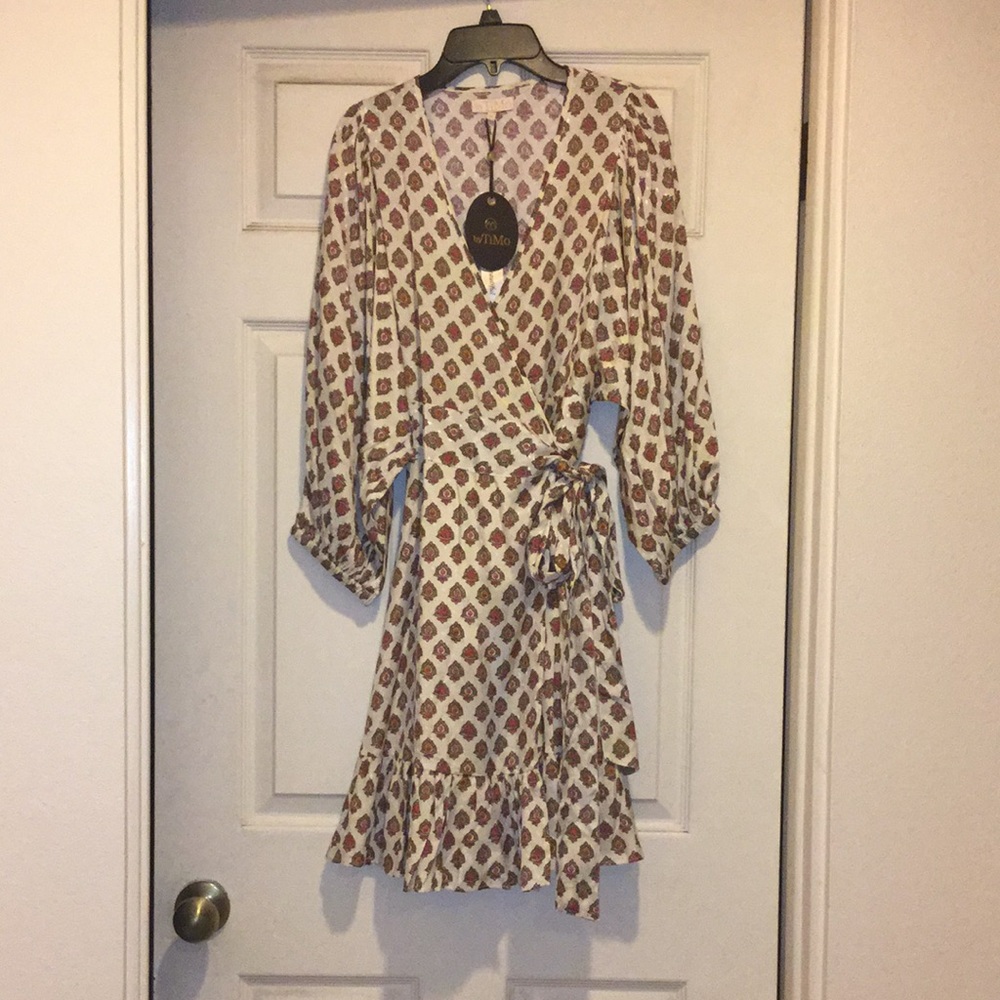 NEW By TiMo Bohemian ruffle wrap dress boho hippy kimono jacket coverup resort - Picture 4 of 6